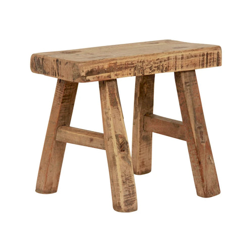 11 in. W Rectangular Natural Wood Vintage Mini Stool - 11 W x 5 L x 9 H