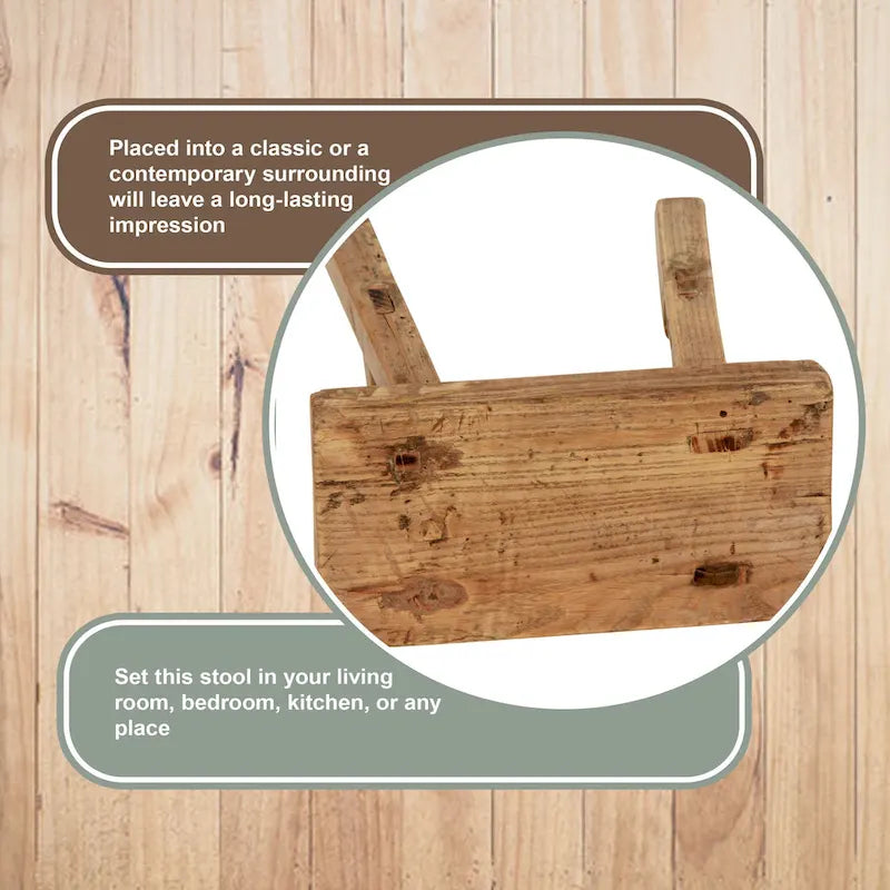 11 in. W Rectangular Natural Wood Vintage Mini Stool - 11 W x 5 L x 9 H