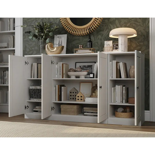 100% Solid Wood 65 Sideboard with Clear, Frosted Glass or Solid Wood Doors