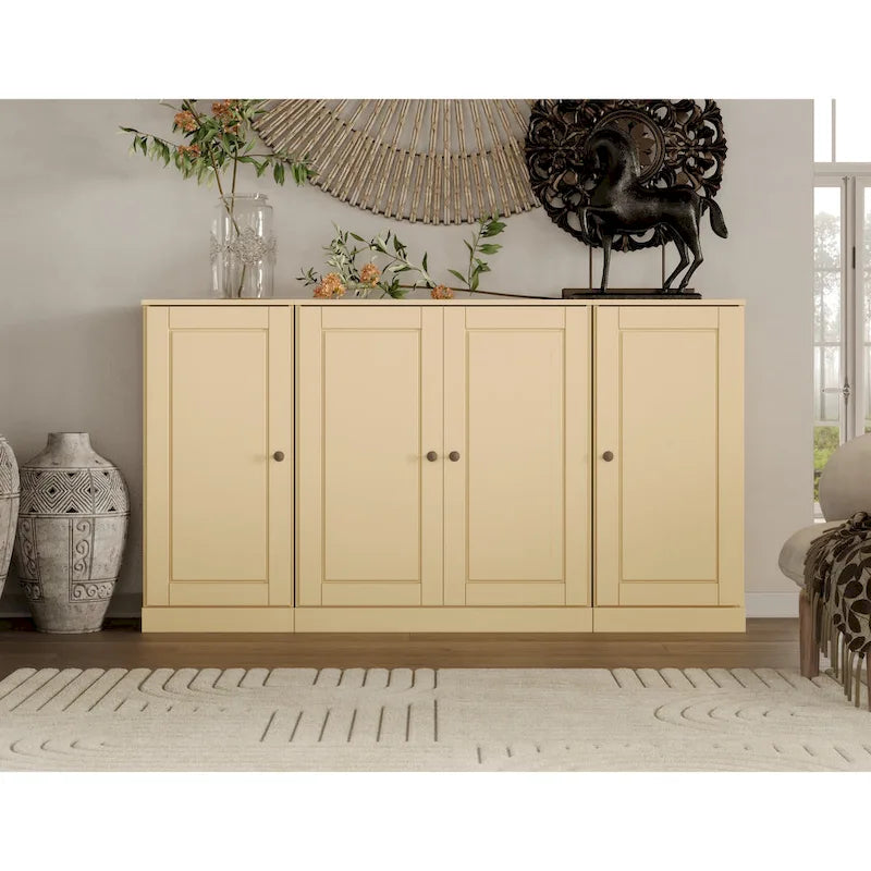 100% Solid Wood 65 Sideboard with Clear, Frosted Glass or Solid Wood Doors