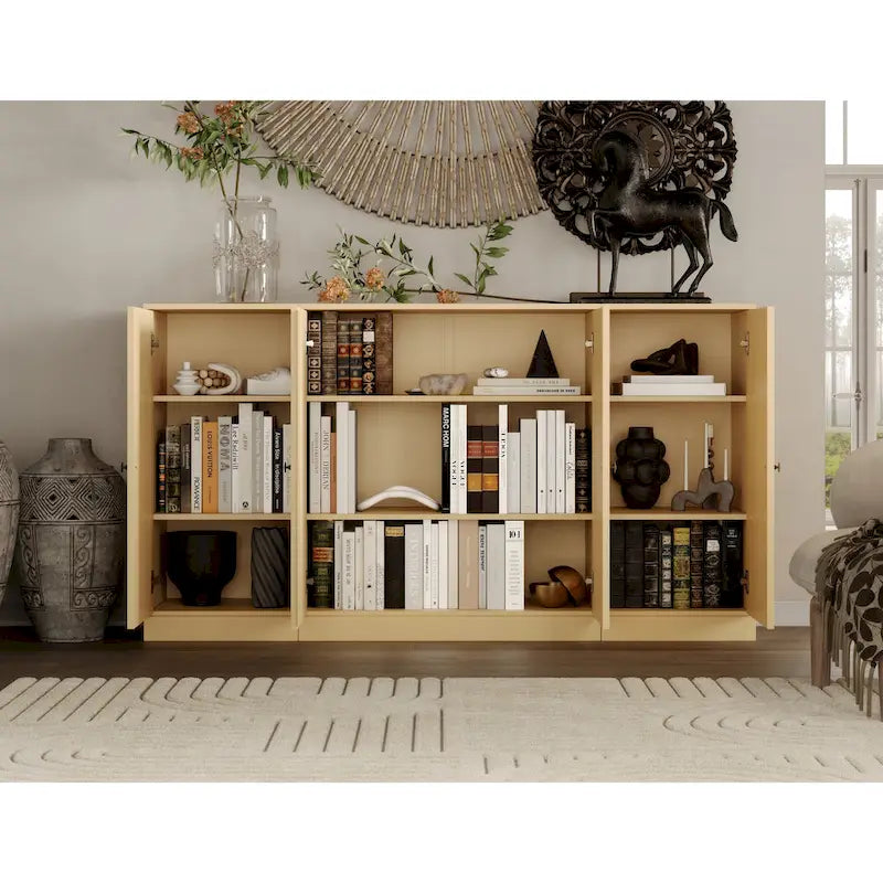 100% Solid Wood 65 Sideboard with Clear, Frosted Glass or Solid Wood Doors