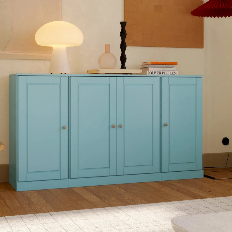 100% Solid Wood 65 Sideboard with Clear, Frosted Glass or Solid Wood Doors