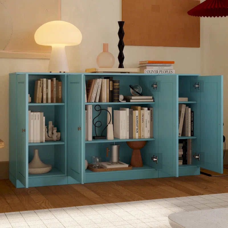 100% Solid Wood 65 Sideboard with Clear, Frosted Glass or Solid Wood Doors