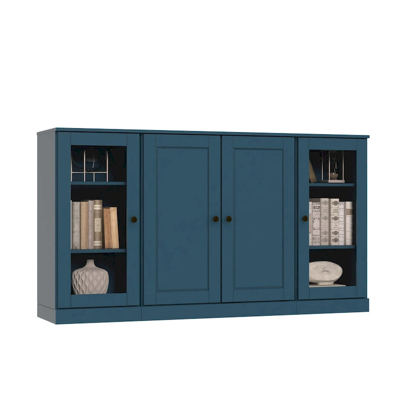 100% Solid Wood 65 Sideboard with Clear, Frosted Glass or Solid Wood Doors