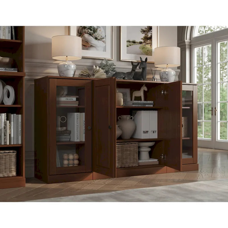 100% Solid Wood 65 Sideboard with Clear, Frosted Glass or Solid Wood Doors