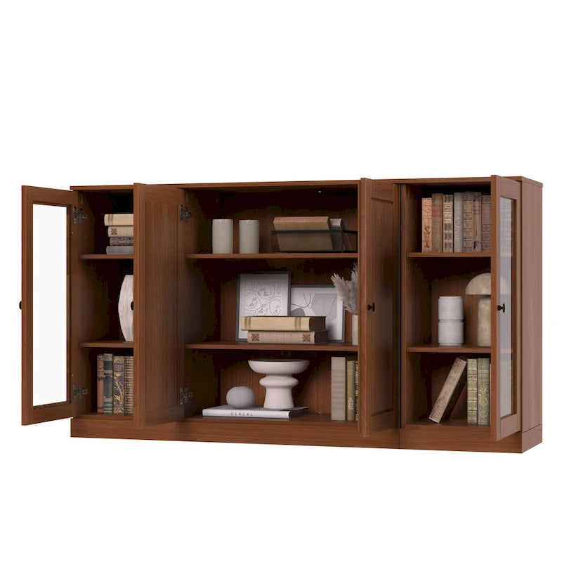 100% Solid Wood 65 Sideboard with Clear, Frosted Glass or Solid Wood Doors
