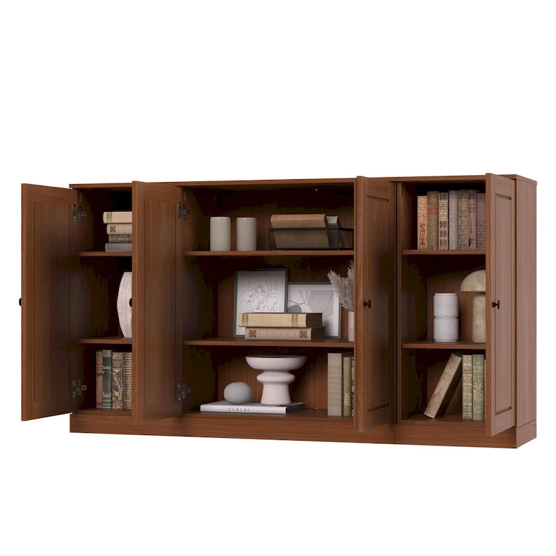 100% Solid Wood 65 Sideboard with Clear, Frosted Glass or Solid Wood Doors