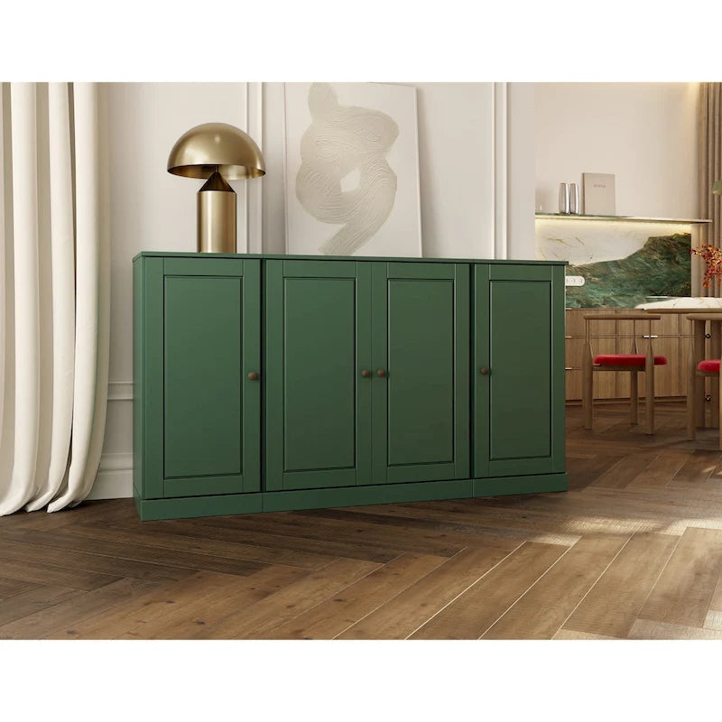 100% Solid Wood 65 Sideboard with Clear, Frosted Glass or Solid Wood Doors