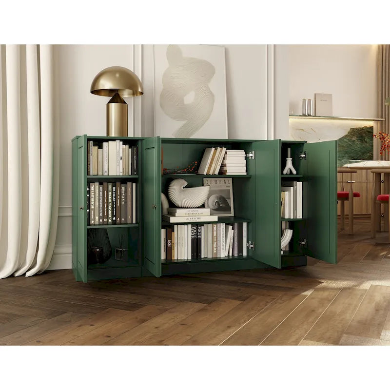 100% Solid Wood 65 Sideboard with Clear, Frosted Glass or Solid Wood Doors