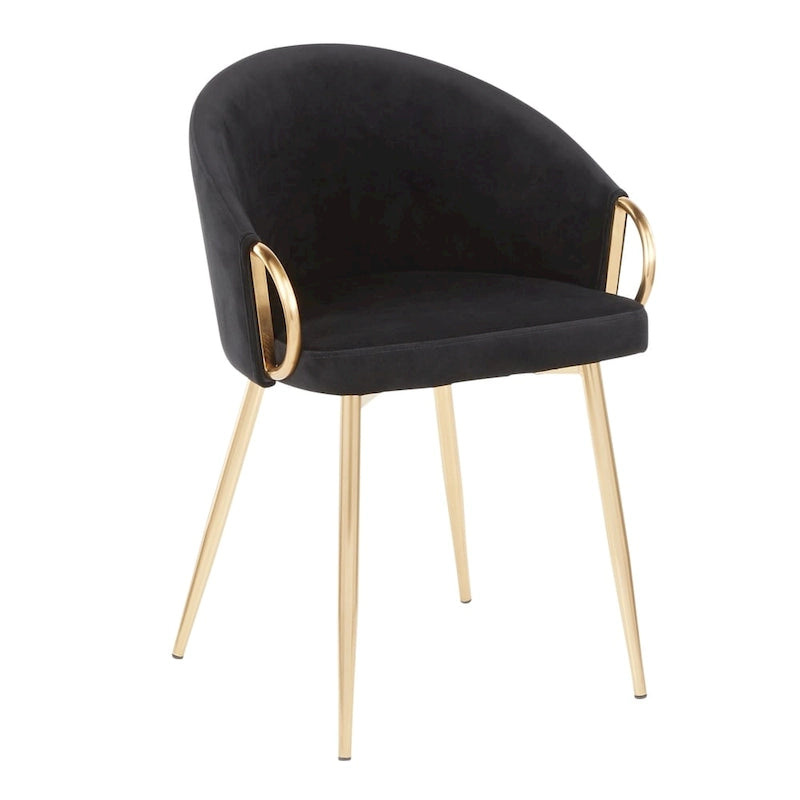 Glam Gold Upholstered Chair - N/A