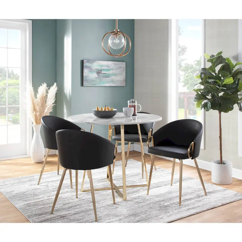 Glam Gold Upholstered Chair - N/A