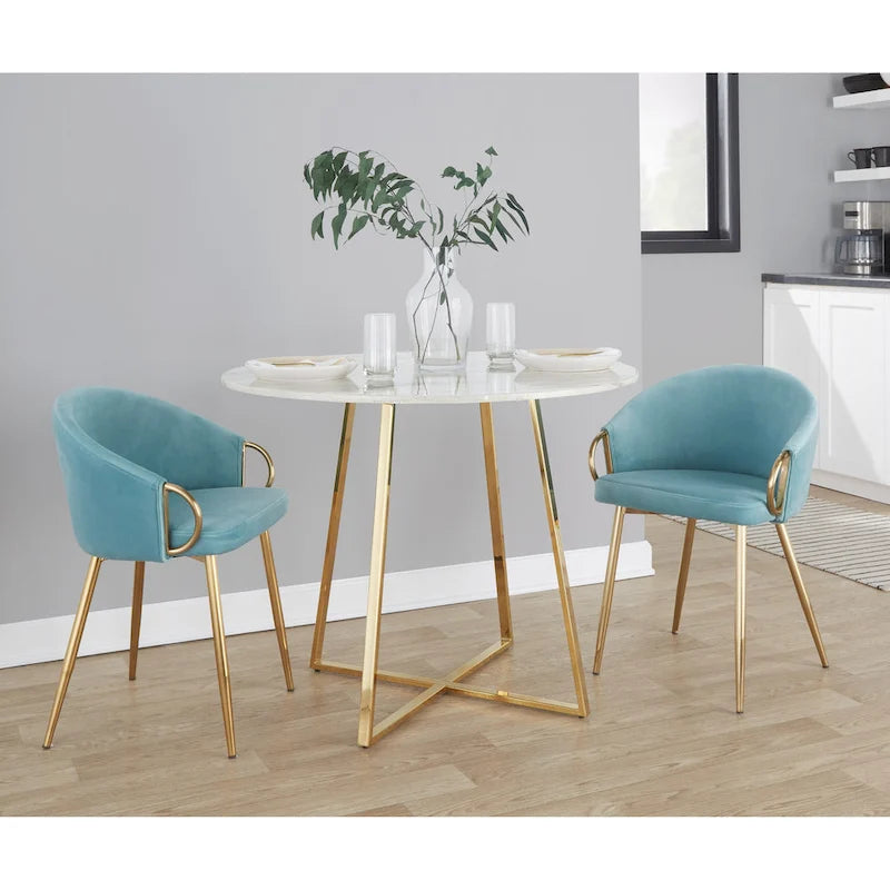 Glam Gold Upholstered Chair - N/A