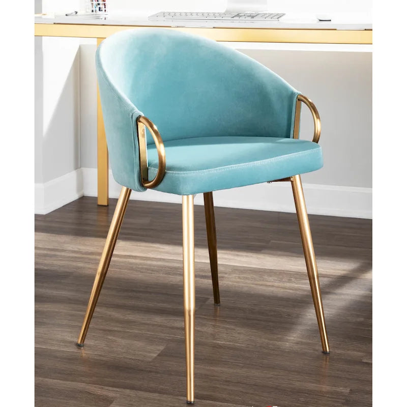 Glam Gold Upholstered Chair - N/A
