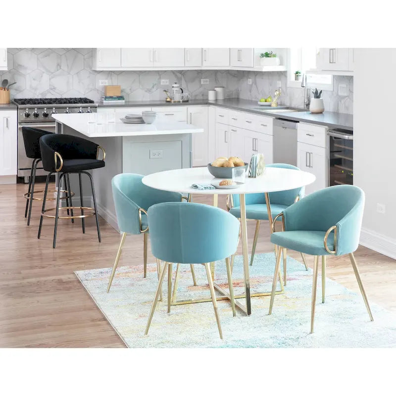 Glam Gold Upholstered Chair - N/A