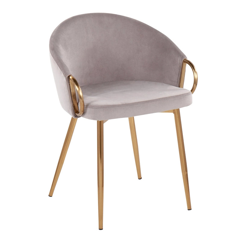 Glam Gold Upholstered Chair - N/A