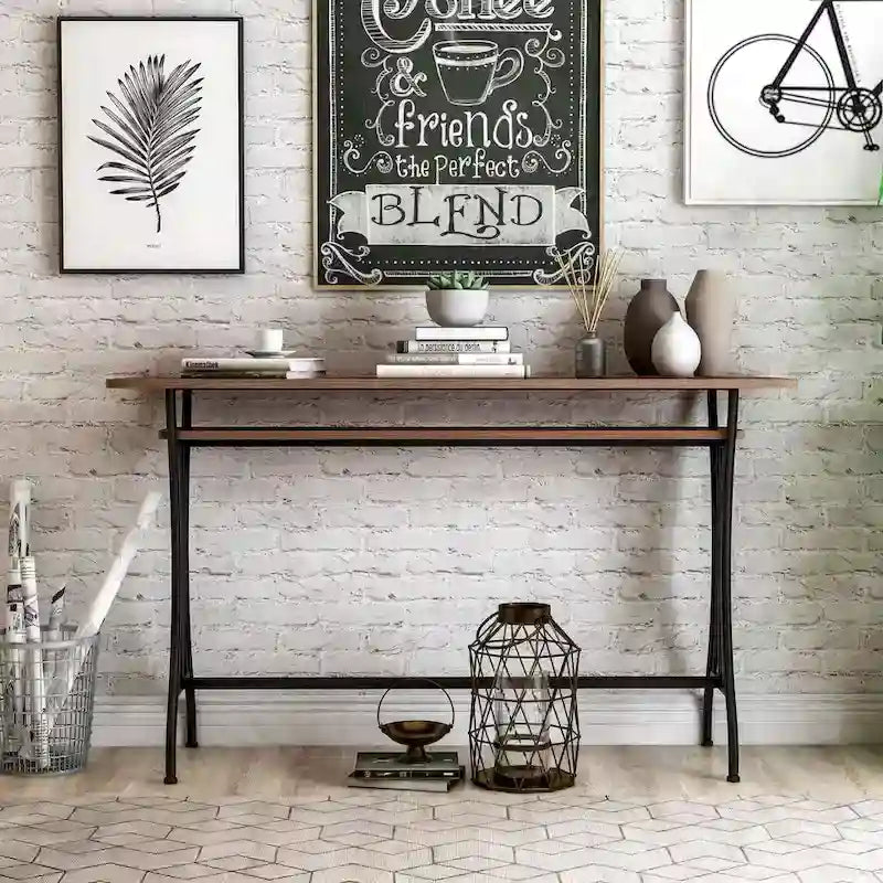 Industrial 60-inch Metal 1-Shelf Counter Height Table
