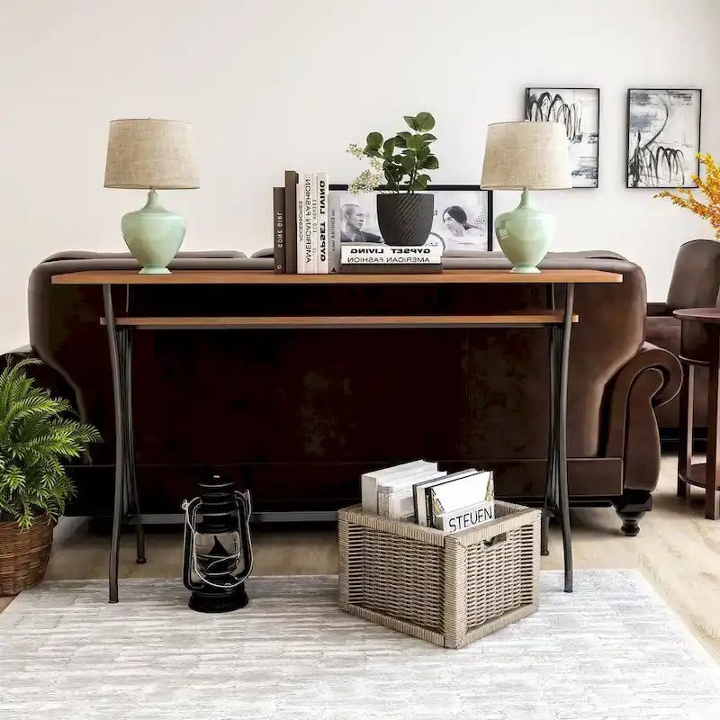 Industrial 60-inch Metal 1-Shelf Counter Height Table