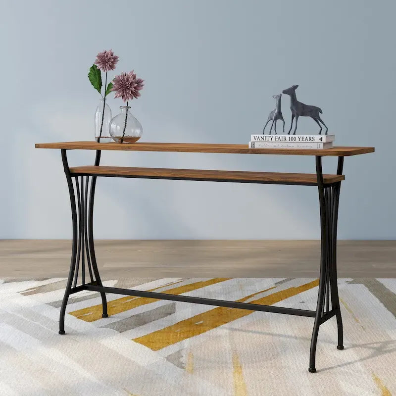 Industrial 60-inch Metal 1-Shelf Counter Height Table