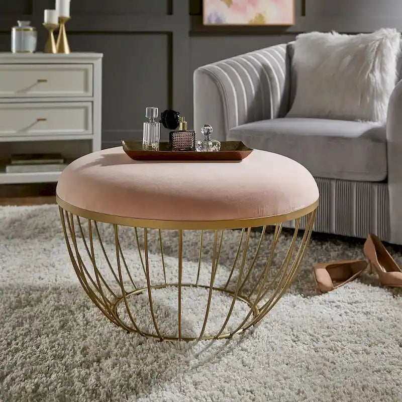 Fabric Upholstered Round Ottoman