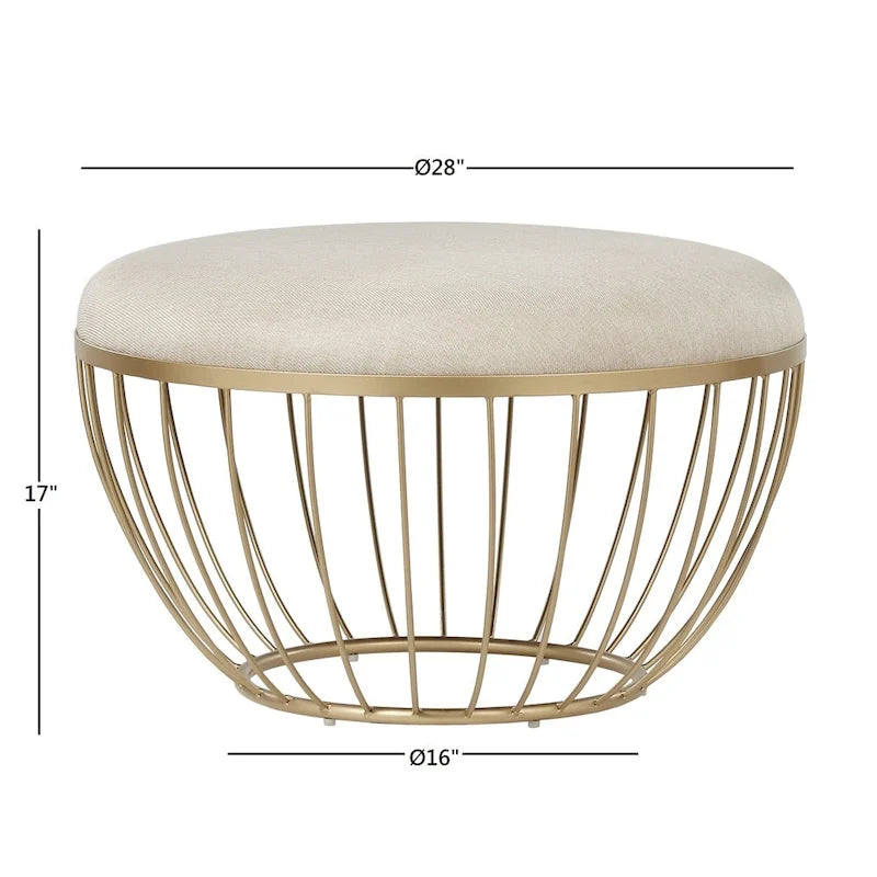 Fabric Upholstered Round Ottoman