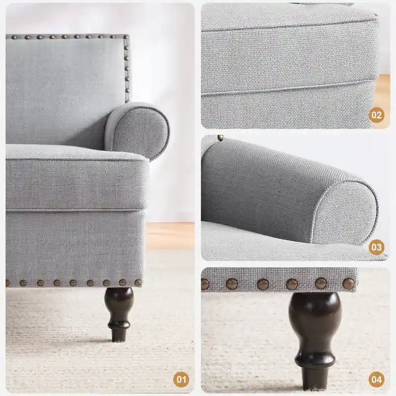 Modern Nailhead Accent Chair Arm Chairs Set of 2