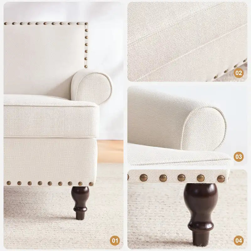 Modern Nailhead Accent Chair Arm Chairs Set of 2