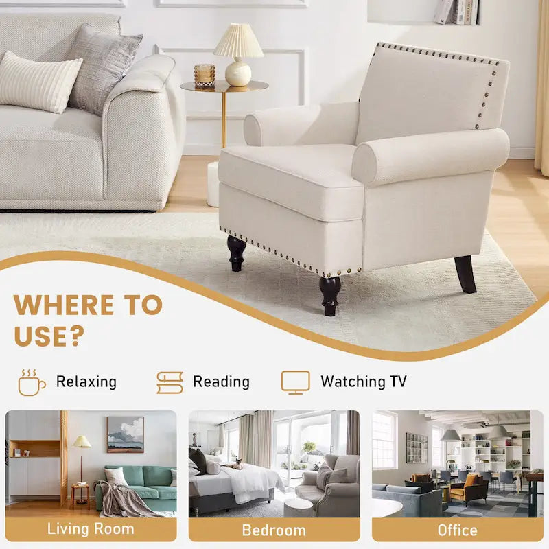 Modern Nailhead Accent Chair Arm Chairs Set of 2