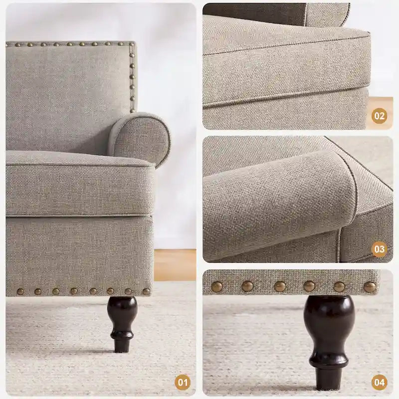Modern Nailhead Accent Chair Arm Chairs Set of 2