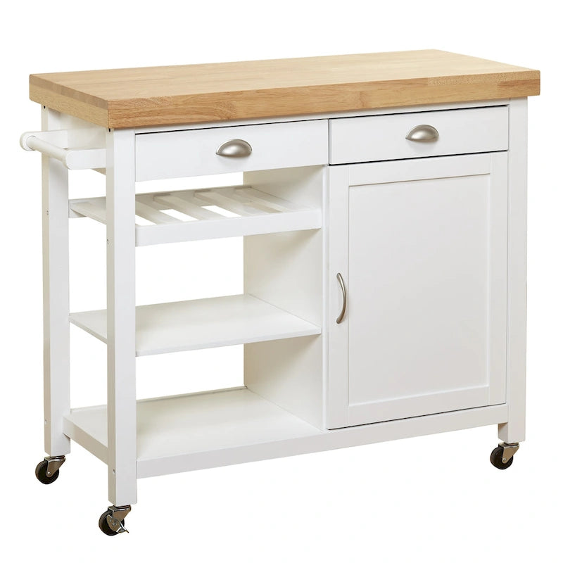 Rolling Rubberwood Kitchen Cart