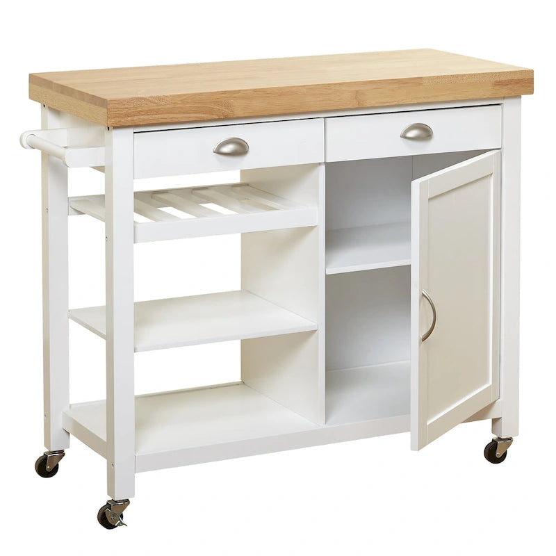 Rolling Rubberwood Kitchen Cart