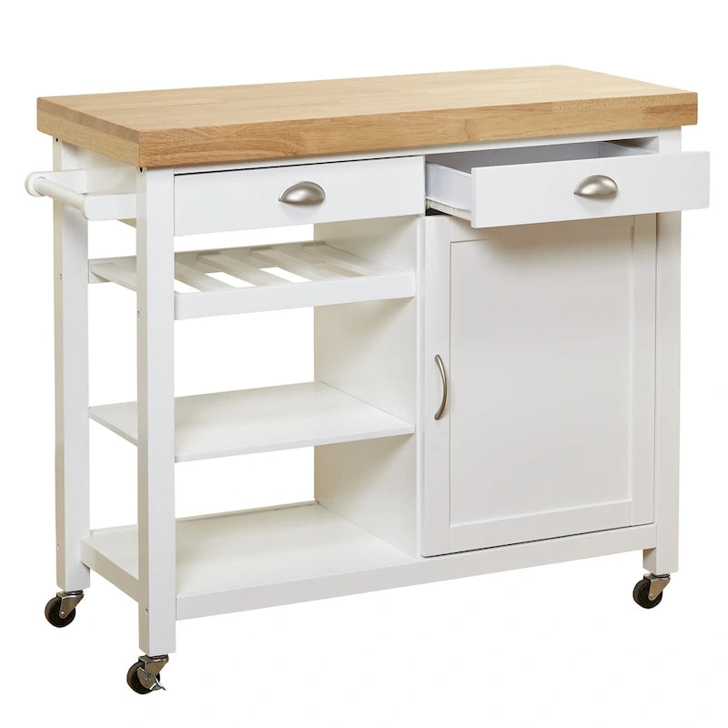 Rolling Rubberwood Kitchen Cart