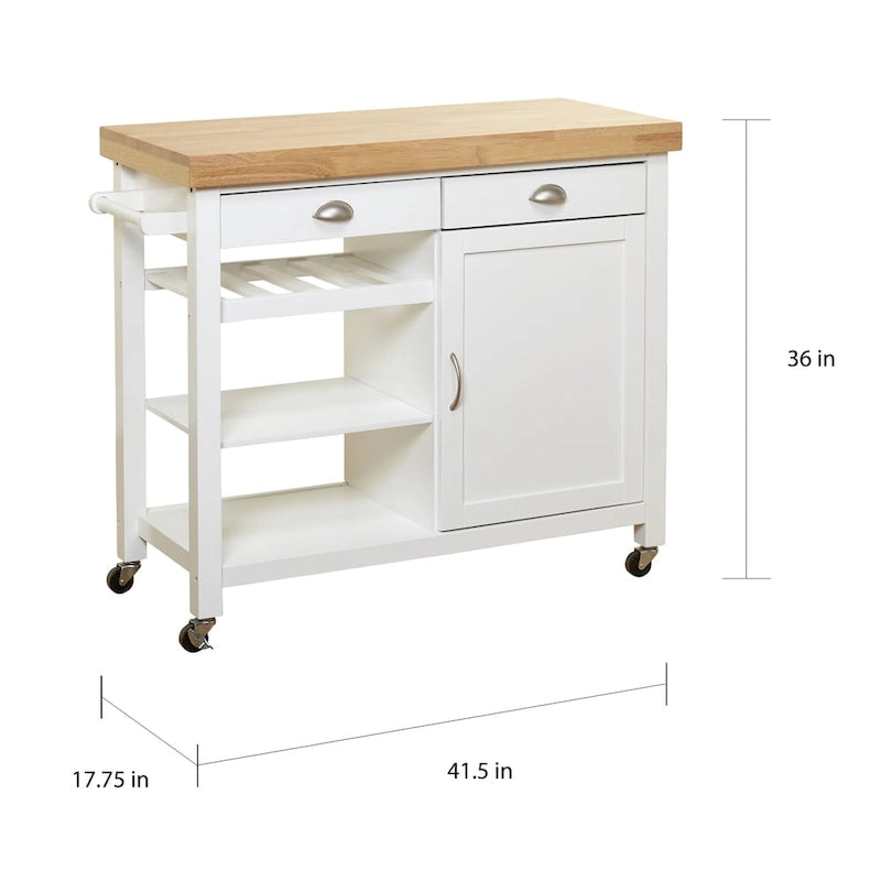 Rolling Rubberwood Kitchen Cart