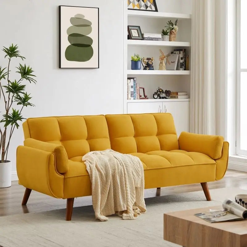 75.39 Sofa Bed, Convertible Sleeper Couch with Pillows, Foldable Loveseat Furniture for Living Room