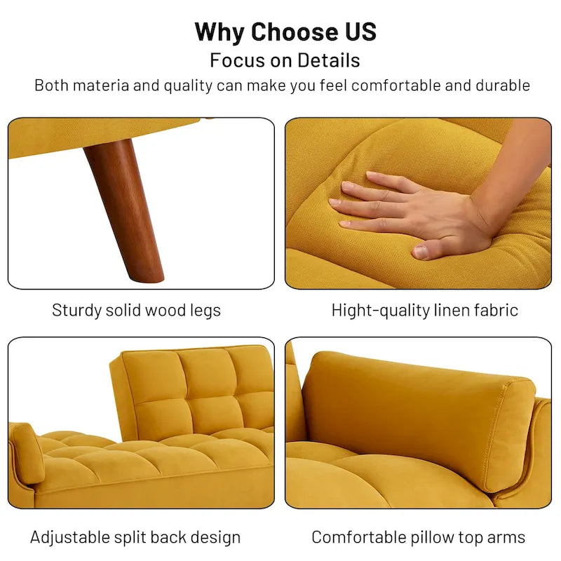 75.39 Sofa Bed, Convertible Sleeper Couch with Pillows, Foldable Loveseat Furniture for Living Room