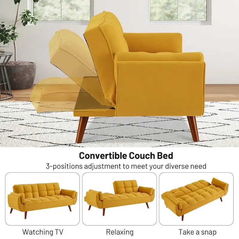 75.39 Sofa Bed, Convertible Sleeper Couch with Pillows, Foldable Loveseat Furniture for Living Room