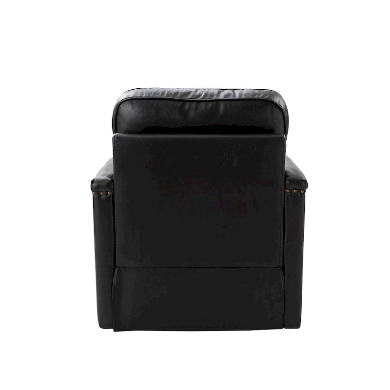 Classic Genuine Leather Swivel Armchair With Nailhead Trims