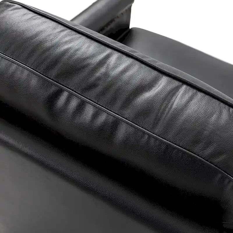 Classic Genuine Leather Swivel Armchair With Nailhead Trims