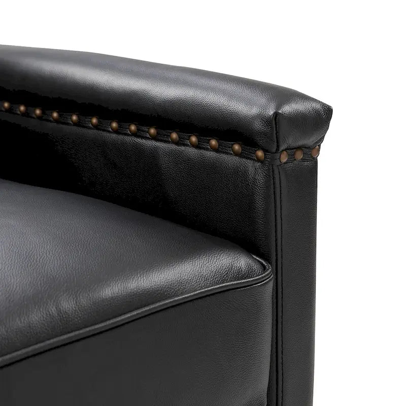 Classic Genuine Leather Swivel Armchair With Nailhead Trims