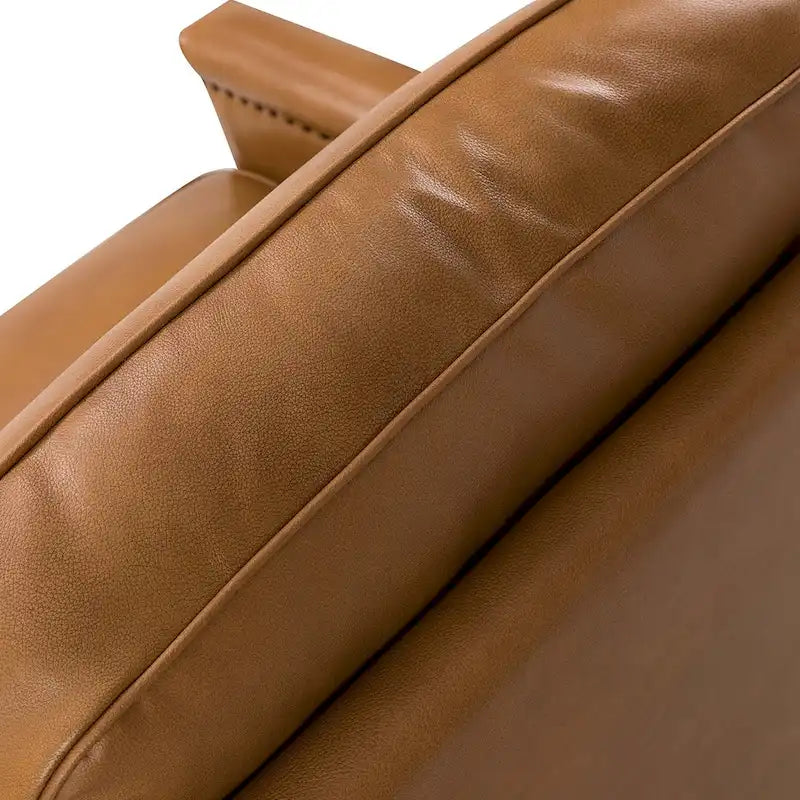 Classic Genuine Leather Swivel Armchair With Nailhead Trims