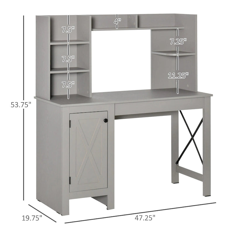 Farmhouse Computer Desk with Hutch and Cabinet, Home office Desk with Storage, for Study