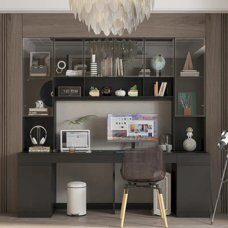 90.6W Spacious Double Desk Workstation w/Ample Storage for Two Table