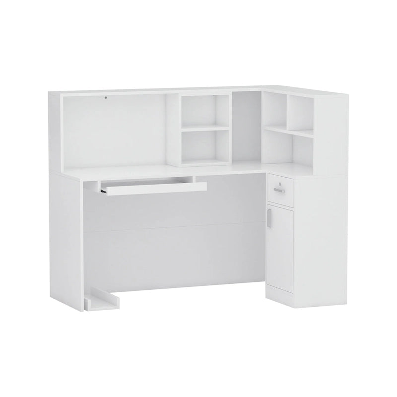 55.9-inch L-shaped Black or White Marbled Wood Reception Desk