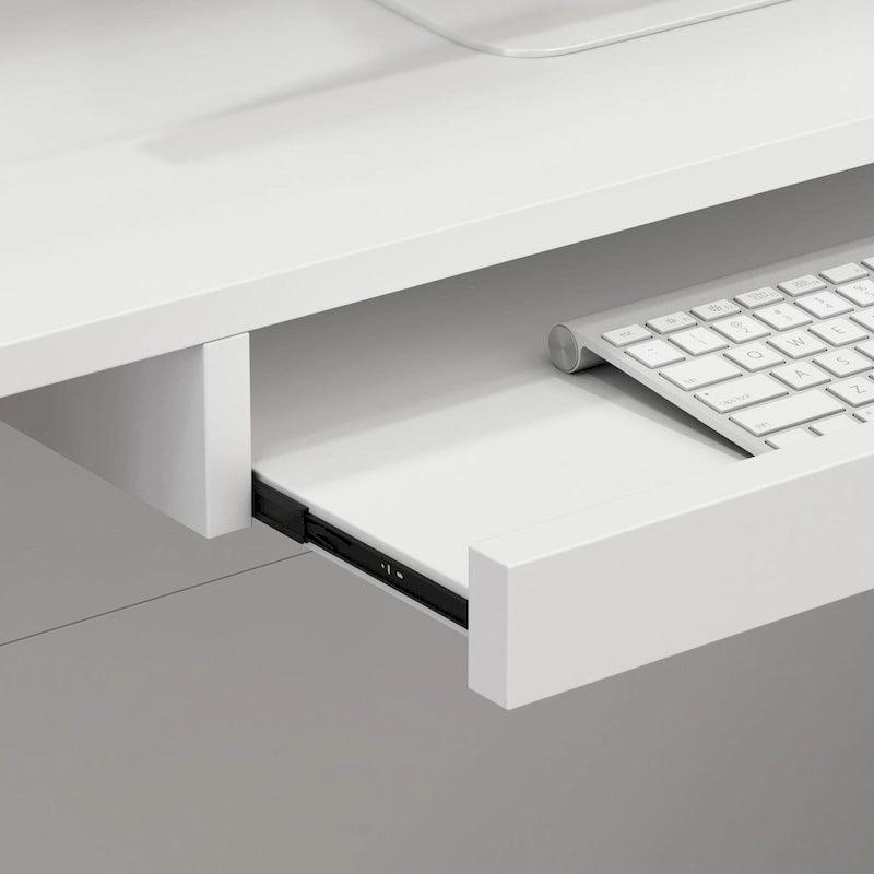 55.9-inch L-shaped Black or White Marbled Wood Reception Desk