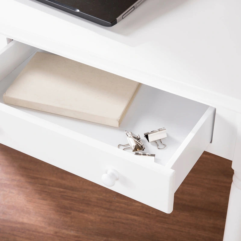 2-drawer White Writing Desk