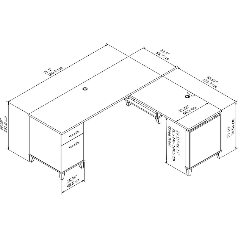 72W 3 Position Sit to Stand L Shaped Desk