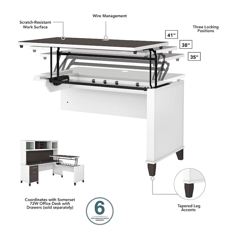 72W 3 Position Sit to Stand L Shaped Desk