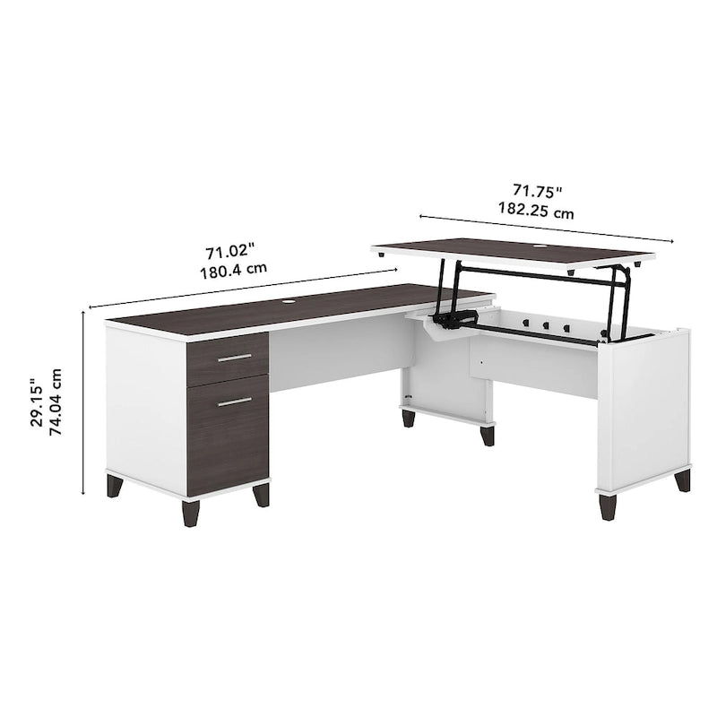 72W 3 Position Sit to Stand L Shaped Desk