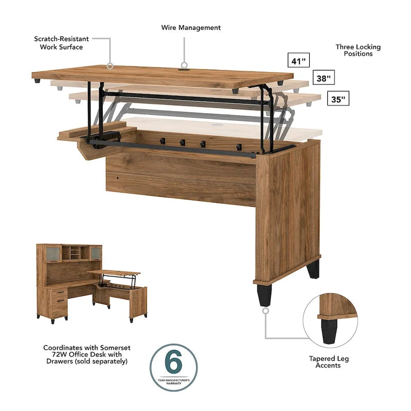 72W 3 Position Sit to Stand L Shaped Desk
