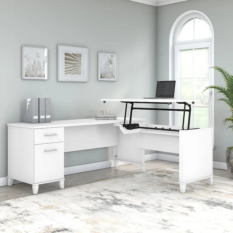 72W 3 Position Sit to Stand L Shaped Desk