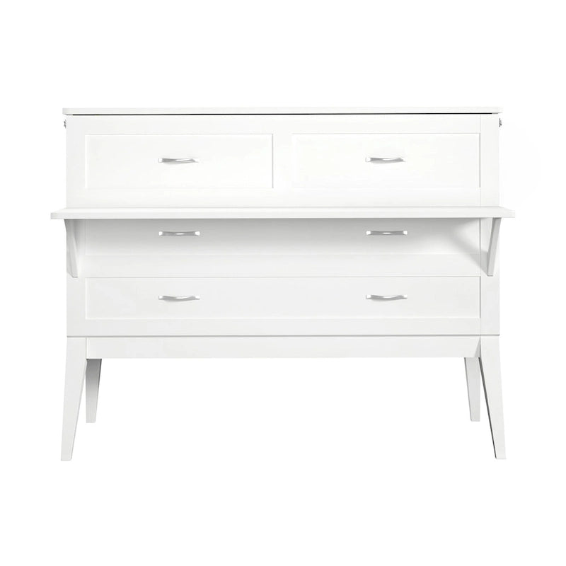 Full Murphy Bed Desk with Mattress in White